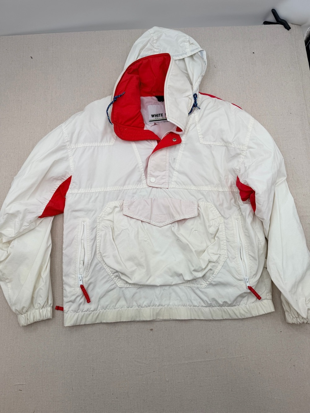 White Stag White and Red Hooded Rain Anorak